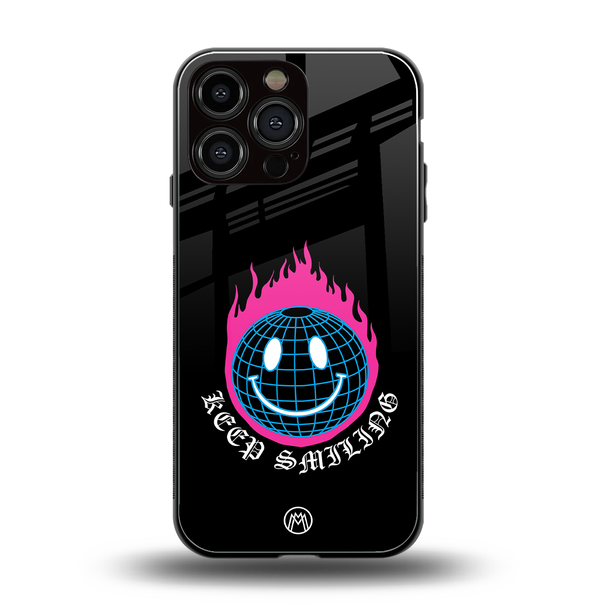 keep smiling back phone cover | glass case for iphone 16 pro max