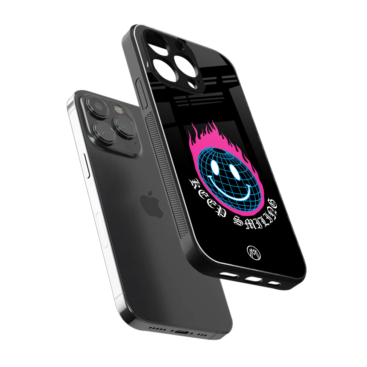 keep smiling back phone cover | glass case for iphone 16 pro max
