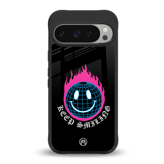 keep smiling back phone cover | glass case for google pixel 9 pro