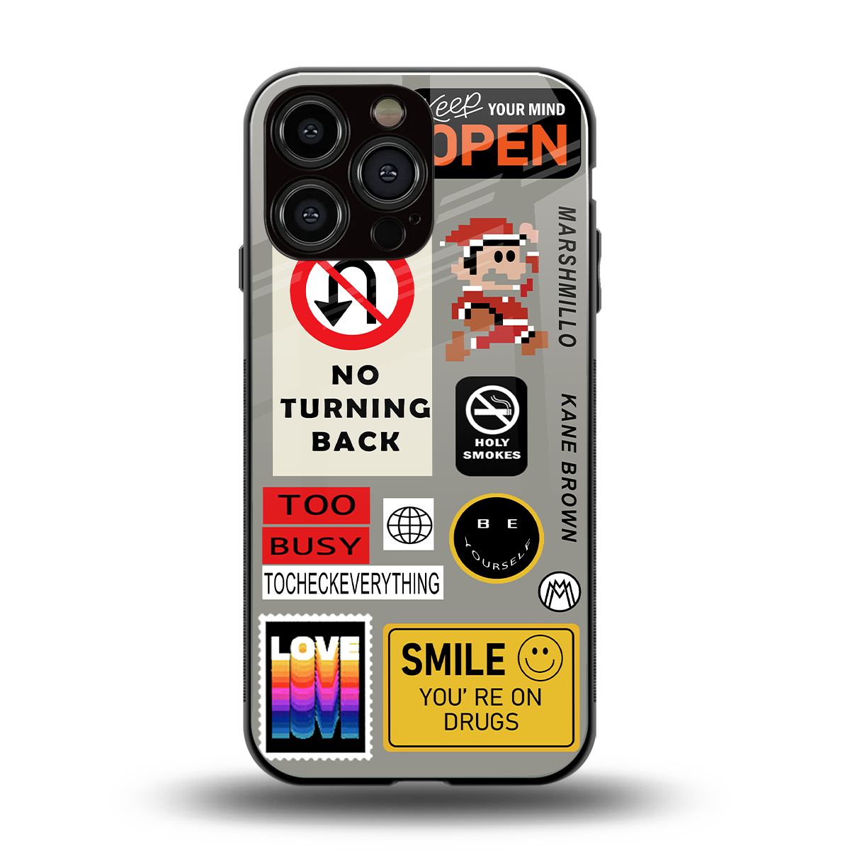 keep your mind open back phone cover | glass case for iphone 14 pro max