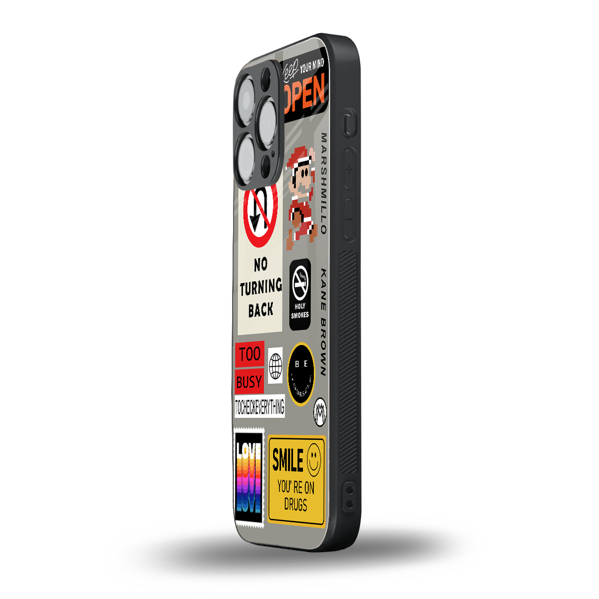 keep your mind open back phone cover | glass case for iphone 14 pro max