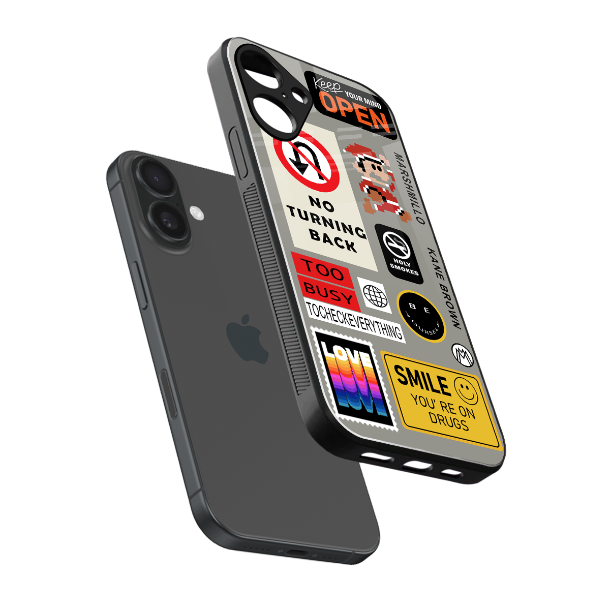 keep your mind open back phone cover | glass case for iphone 16 plus