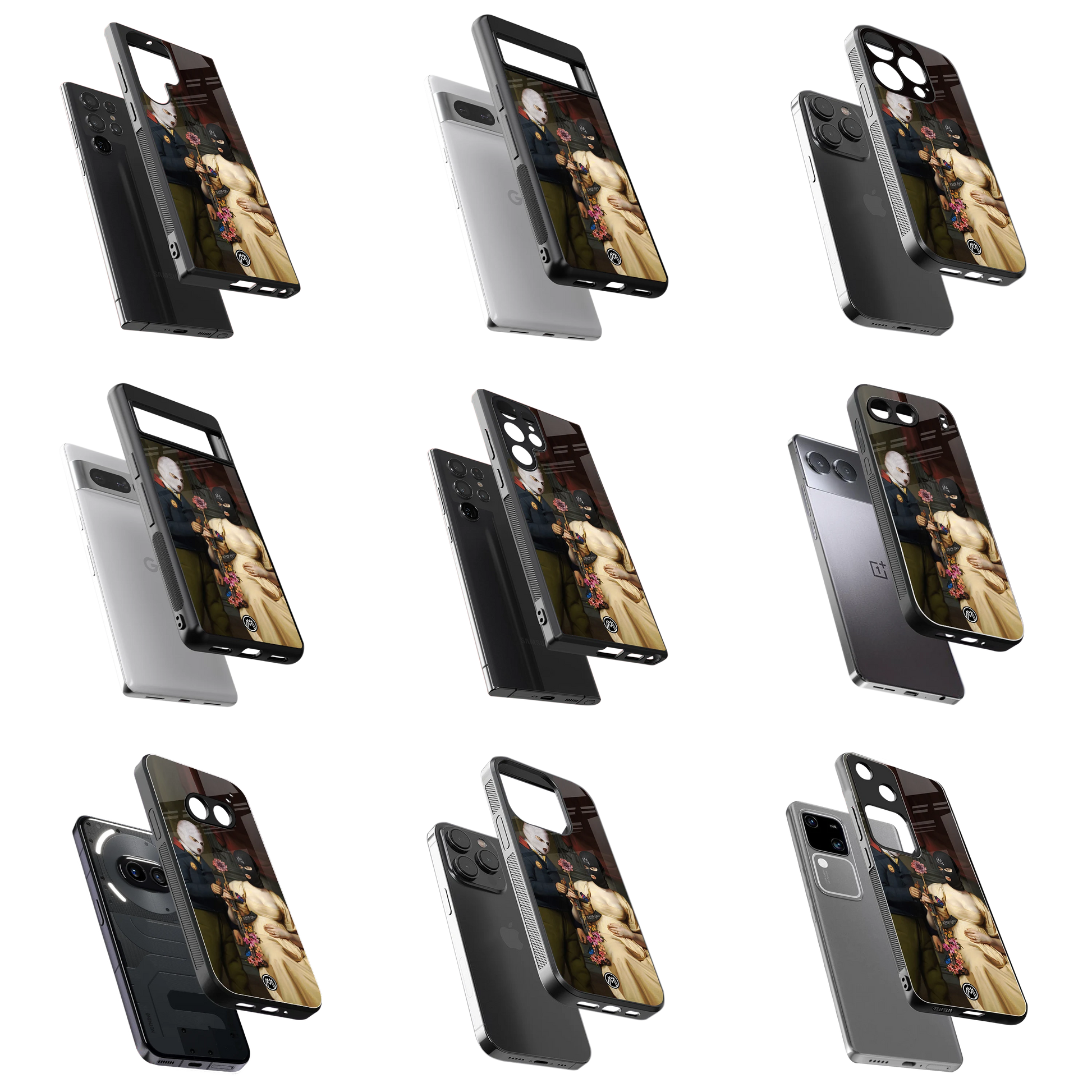 Durable Glass Back Mobile Case for iPhone, Samsung, OnePlus, Google Pixel, Redmi, Vivo, Oppo