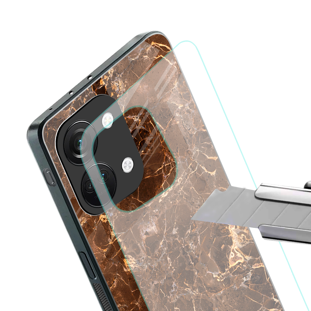 lavish brown marble back phone cover | glass case for oneplus nord 3