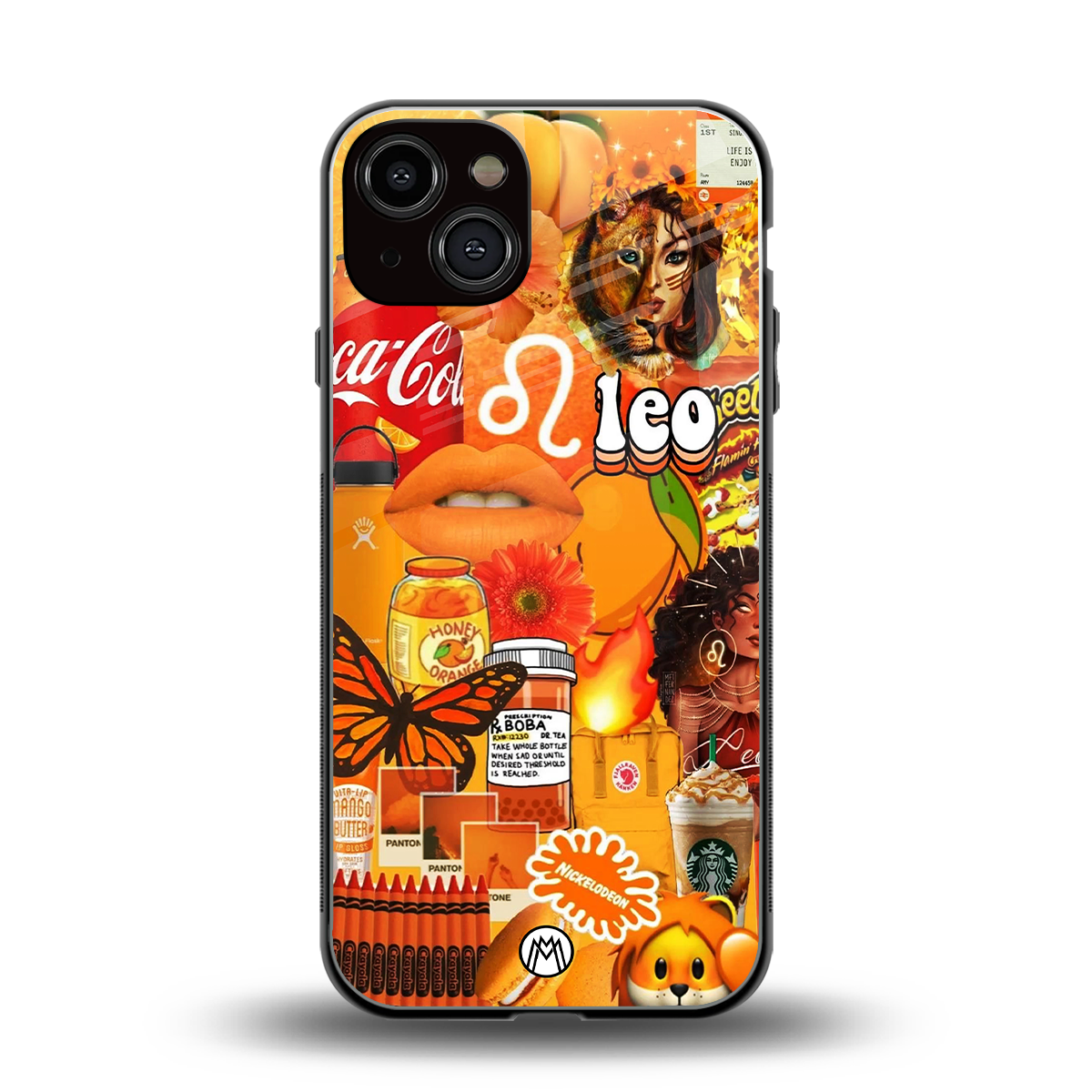 leo aesthetic collage back phone cover | glass case for iphone 13