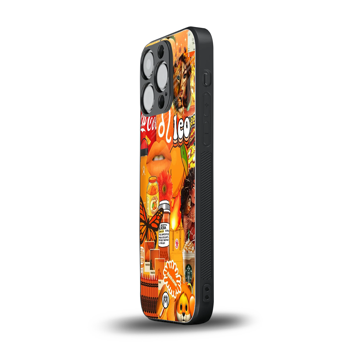 leo aesthetic collage back phone cover | glass case for iphone 14 pro