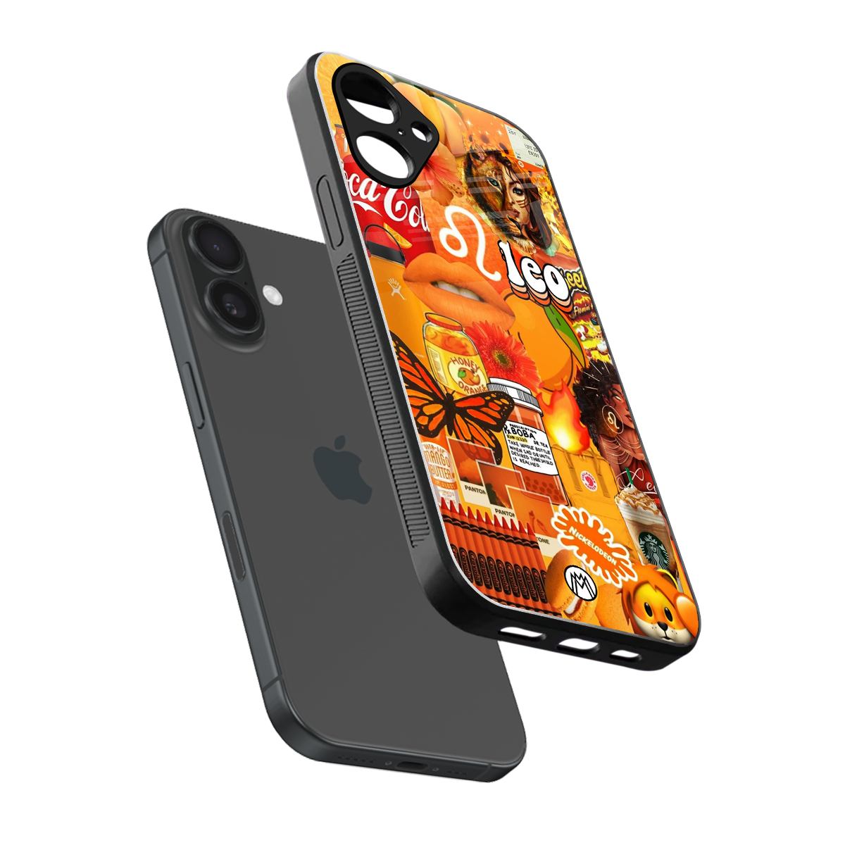 leo aesthetic collage back phone cover | glass case for iphone 16