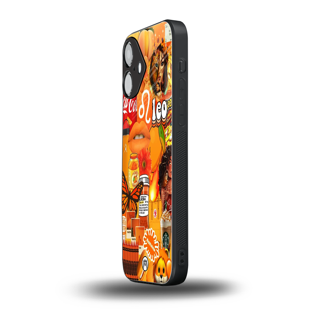 leo aesthetic collage back phone cover | glass case for iphone 16