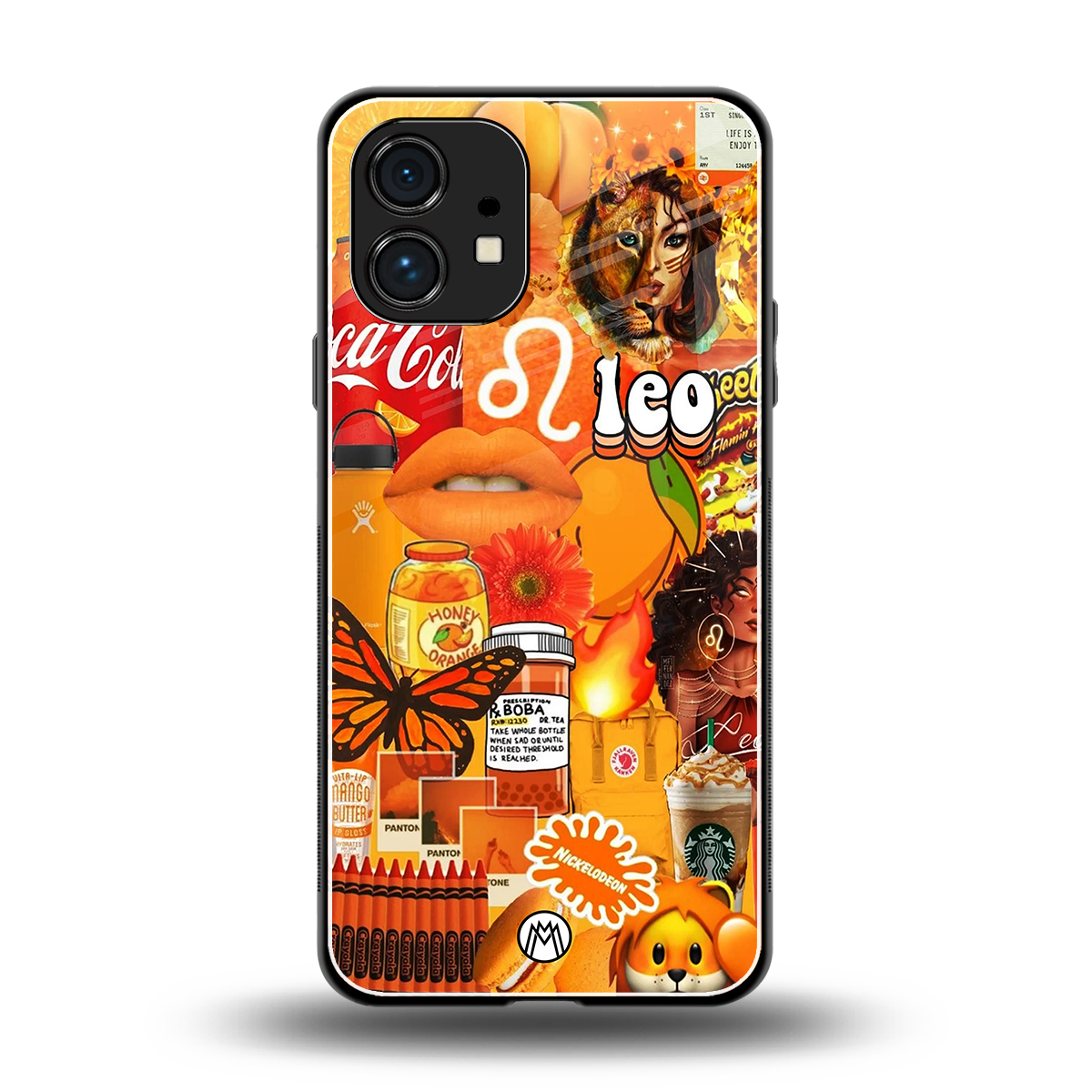leo aesthetic collage back phone cover | glass case for nothing phone 1