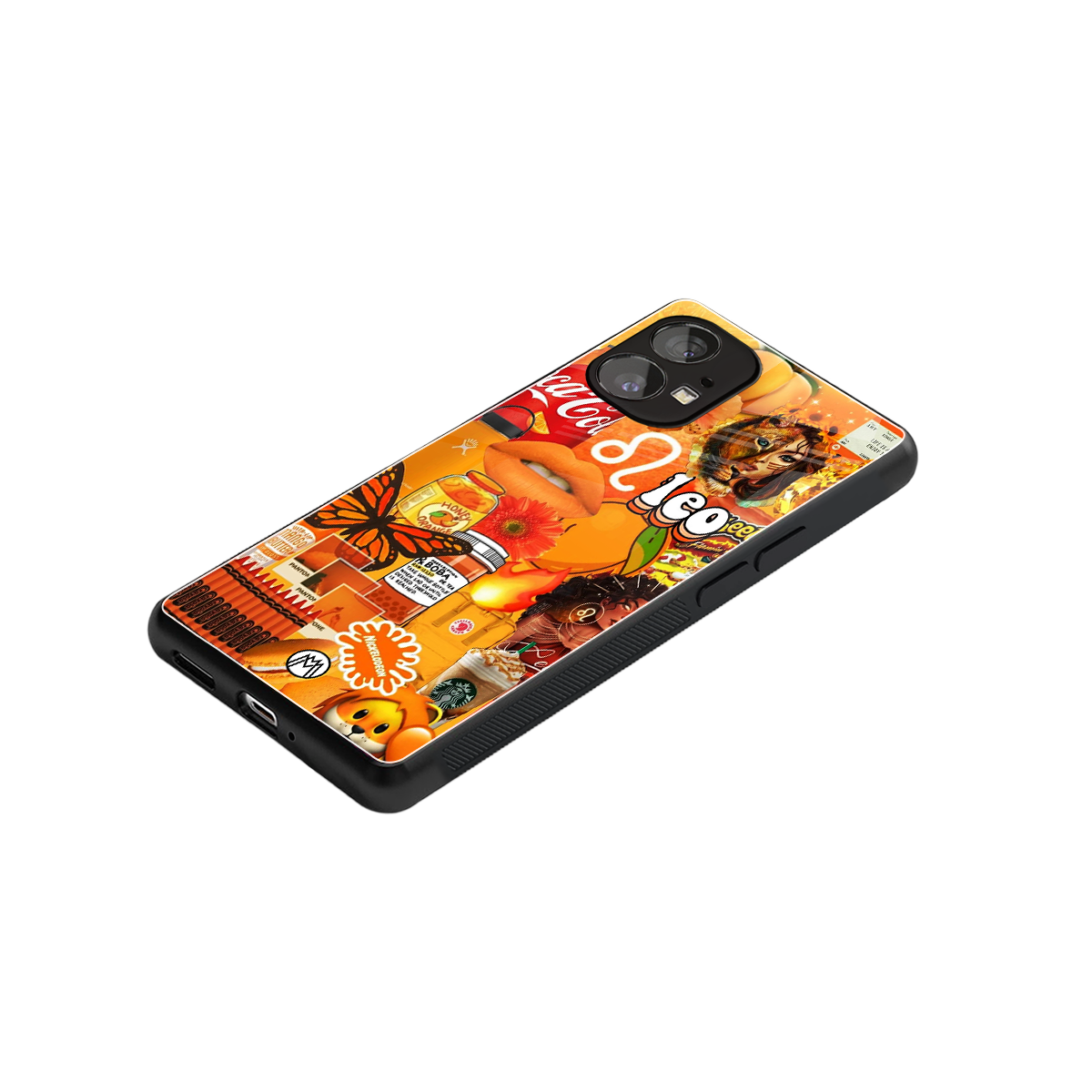 leo aesthetic collage back phone cover | glass case for nothing phone 1