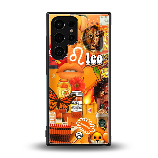 leo aesthetic collage back phone cover | glass case for samsung galaxy s24 ultra