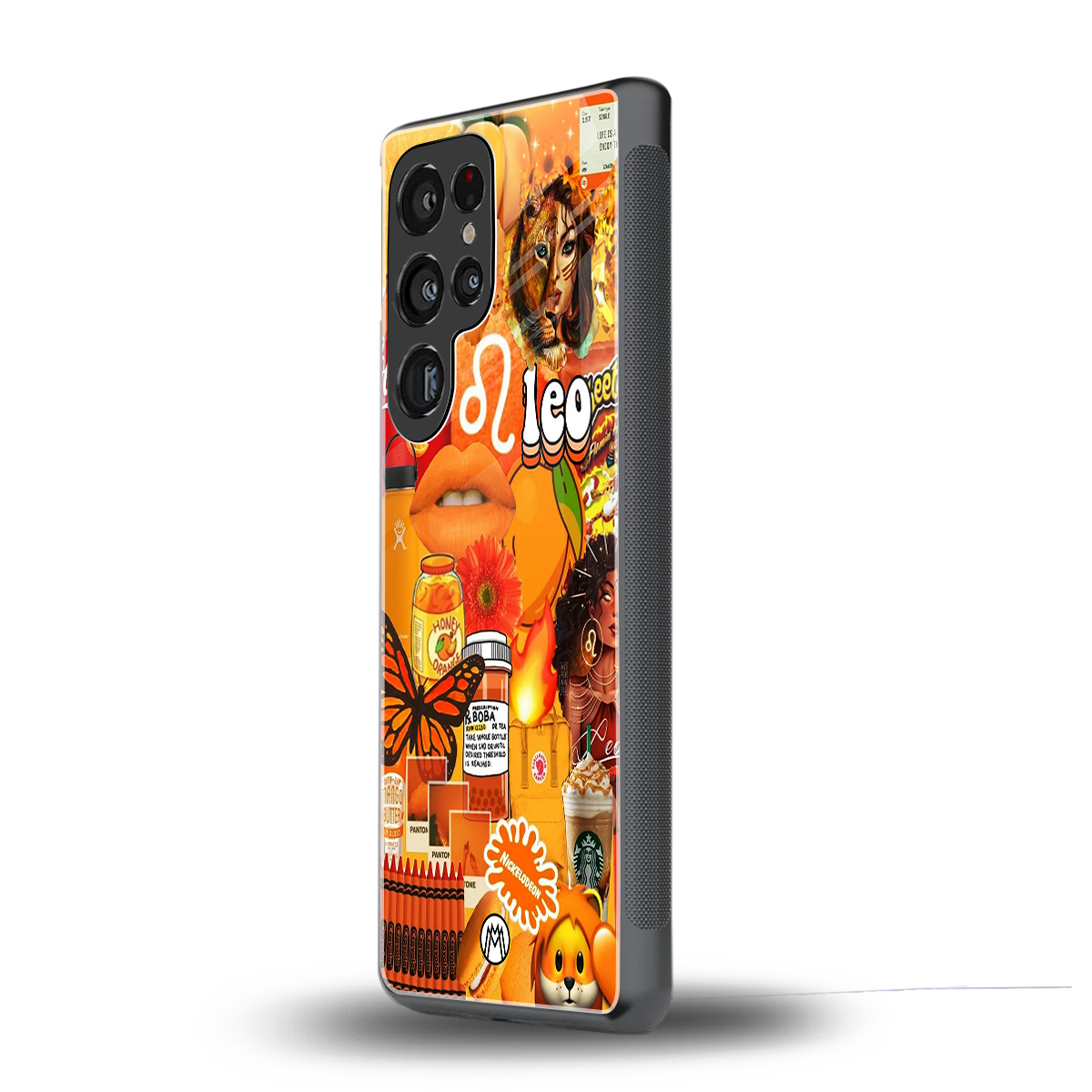 leo aesthetic collage back phone cover | glass case for samsung galaxy s25 ultra