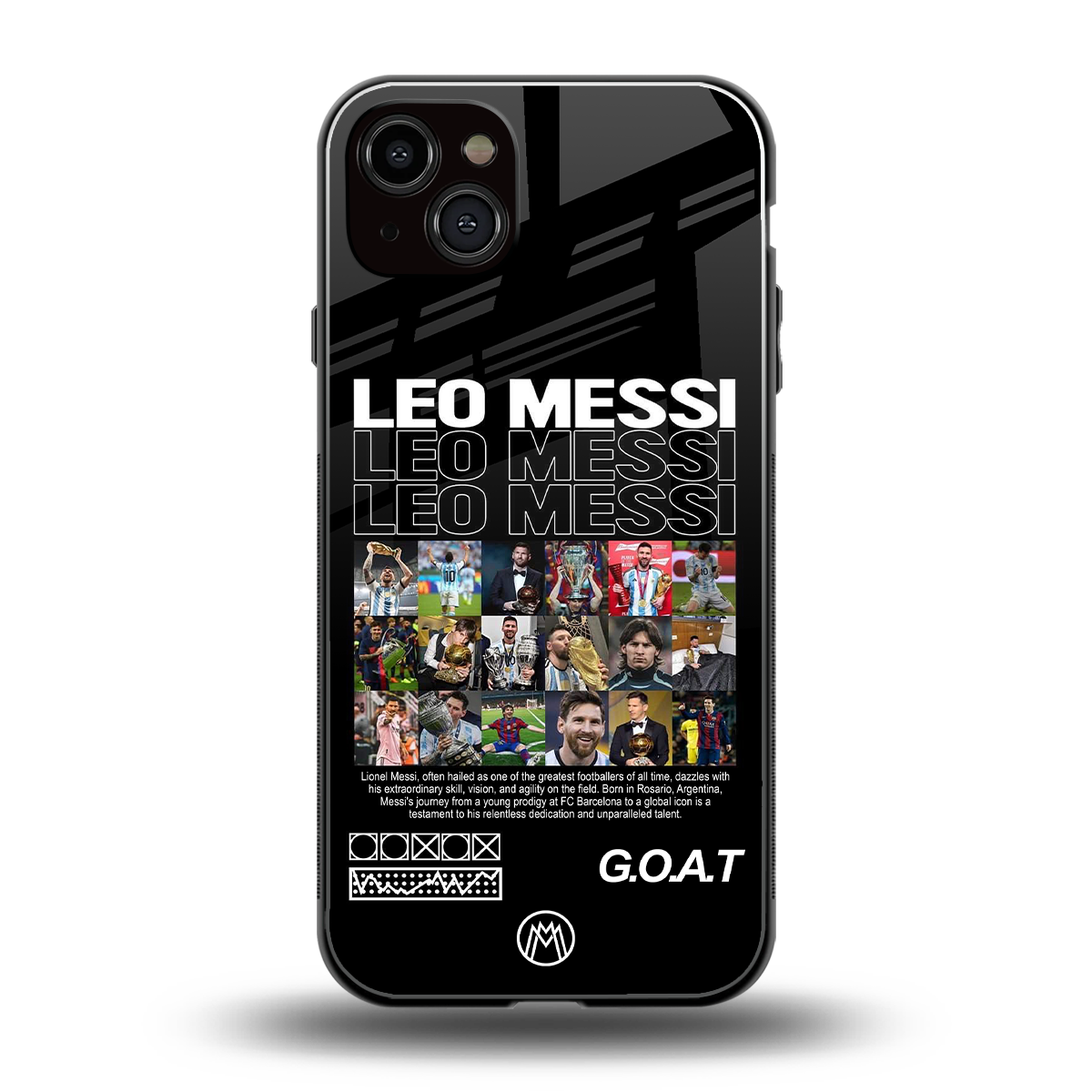leo messi back phone cover | glass case for iphone 15 plus