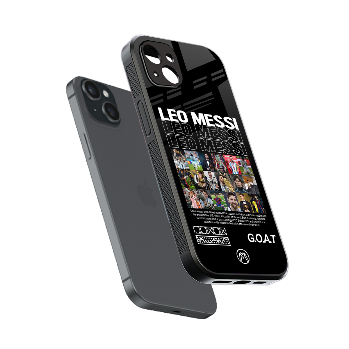 leo messi back phone cover | glass case for iphone 15 plus