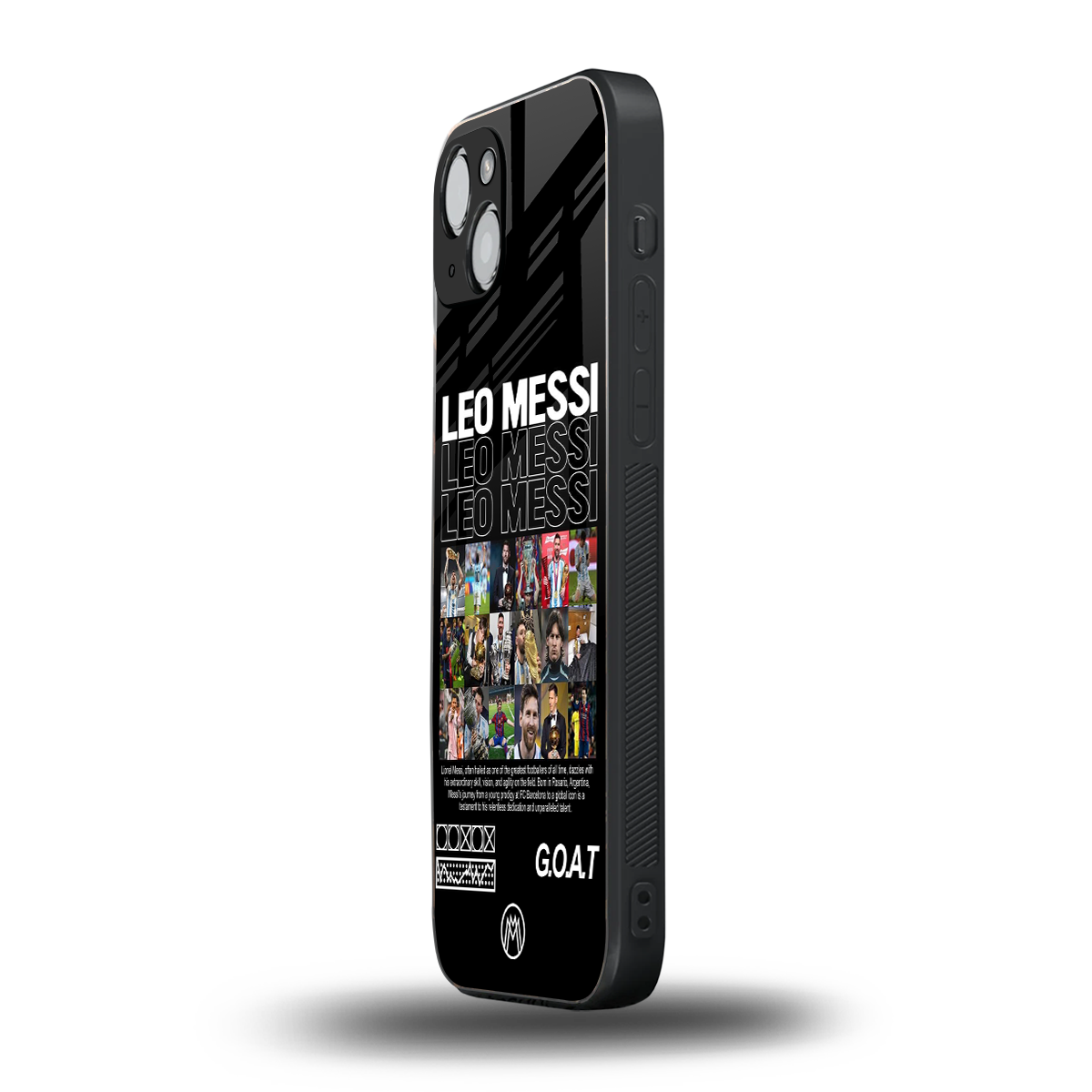 leo messi back phone cover | glass case for iphone 15 plus