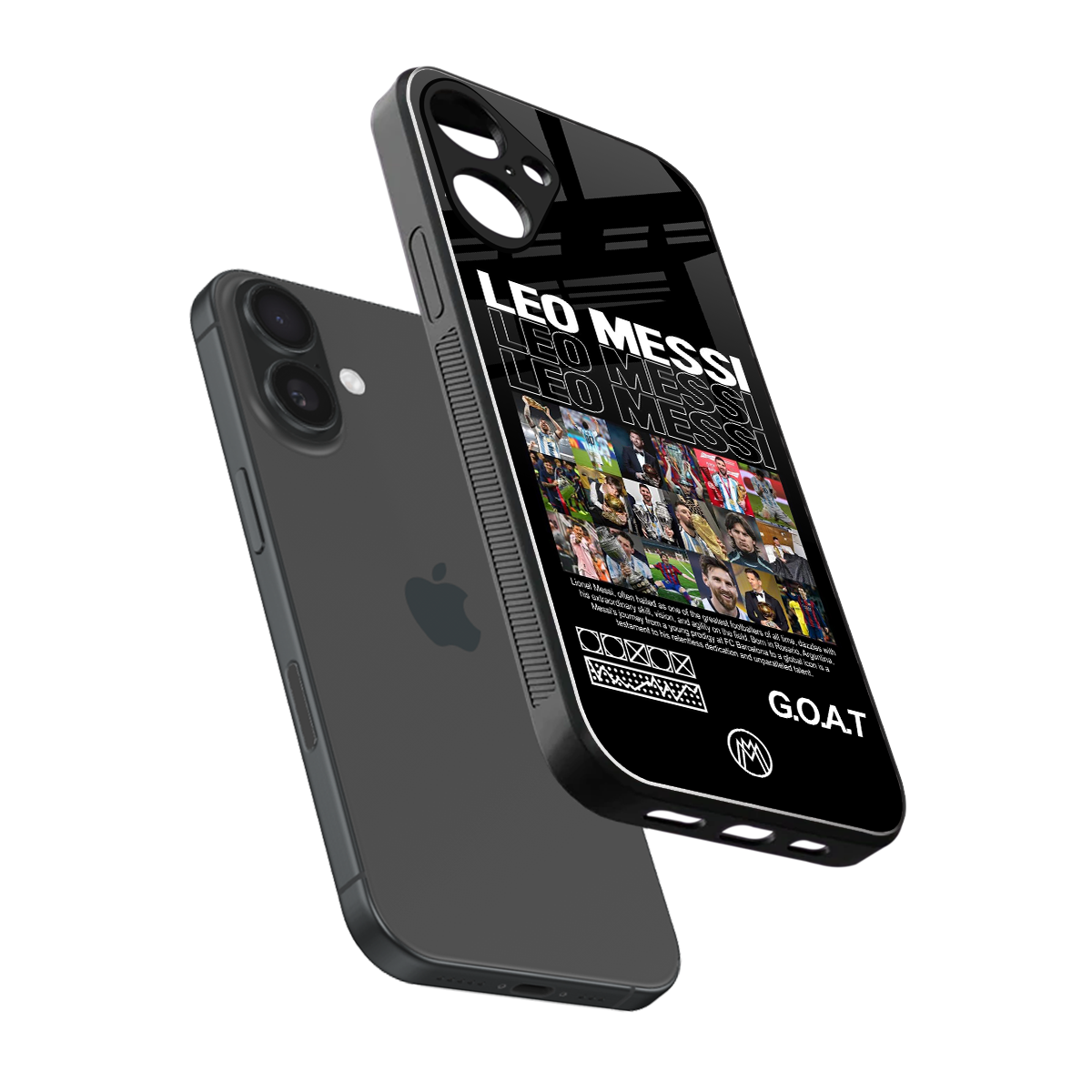 leo messi back phone cover | glass case for iphone 16 plus