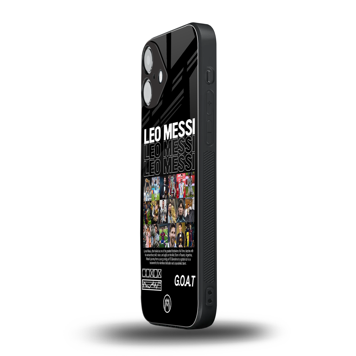 leo messi back phone cover | glass case for iphone 16 plus
