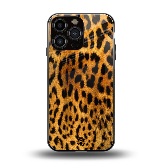 leopard fur back phone cover | glass case for iphone 14 pro max