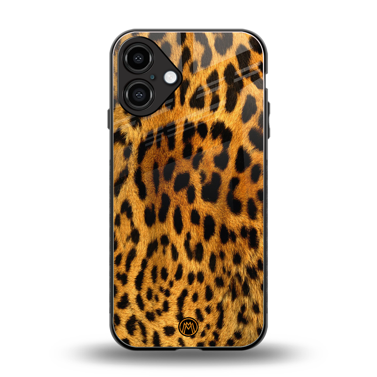 leopard fur back phone cover | glass case for iphone 16 plus