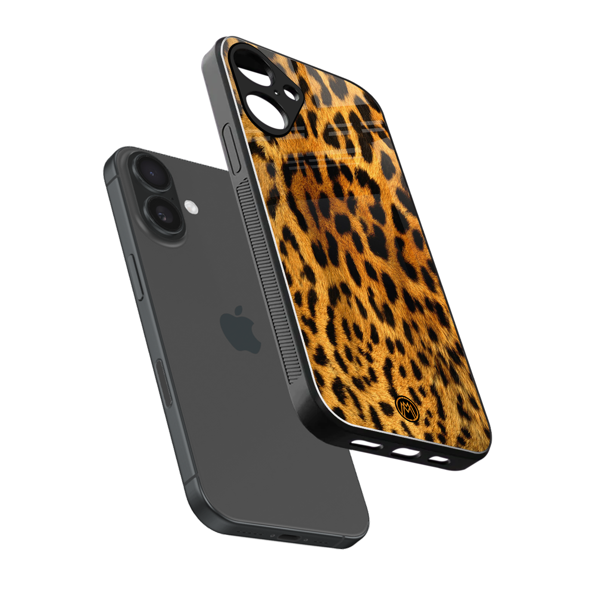 leopard fur back phone cover | glass case for iphone 16 plus