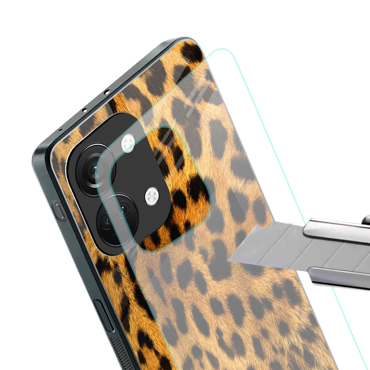 leopard fur back phone cover | glass case for oneplus nord 3