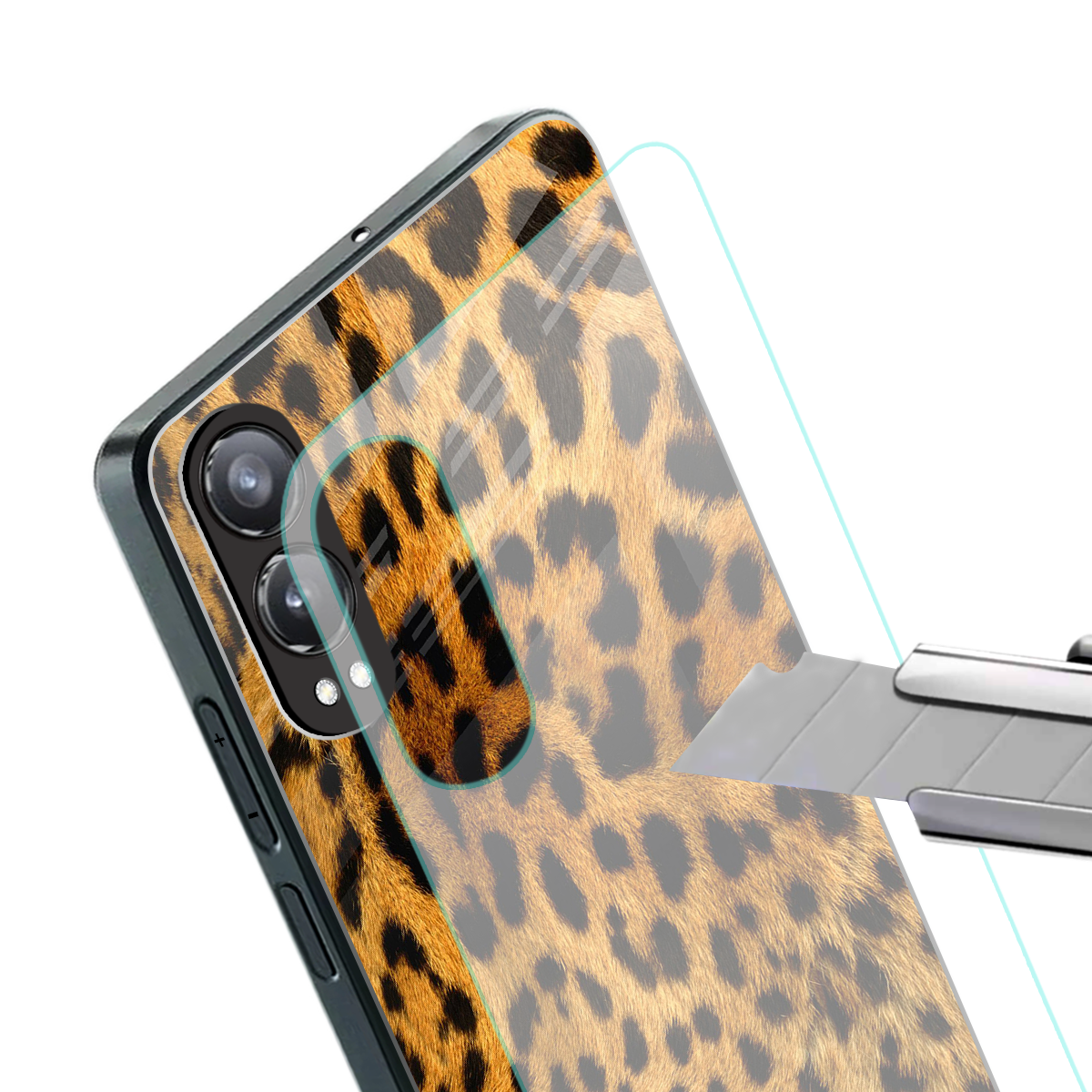leopard fur back phone cover | glass case for oneplus nord ce 4 lite