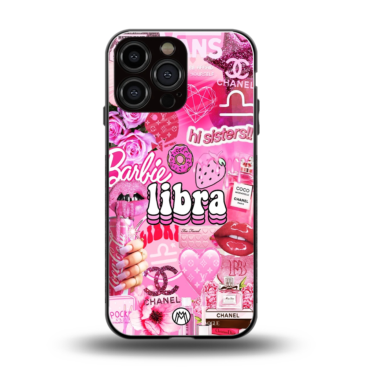 libra aesthetic collage back phone cover | glass case for iphone 16 pro max