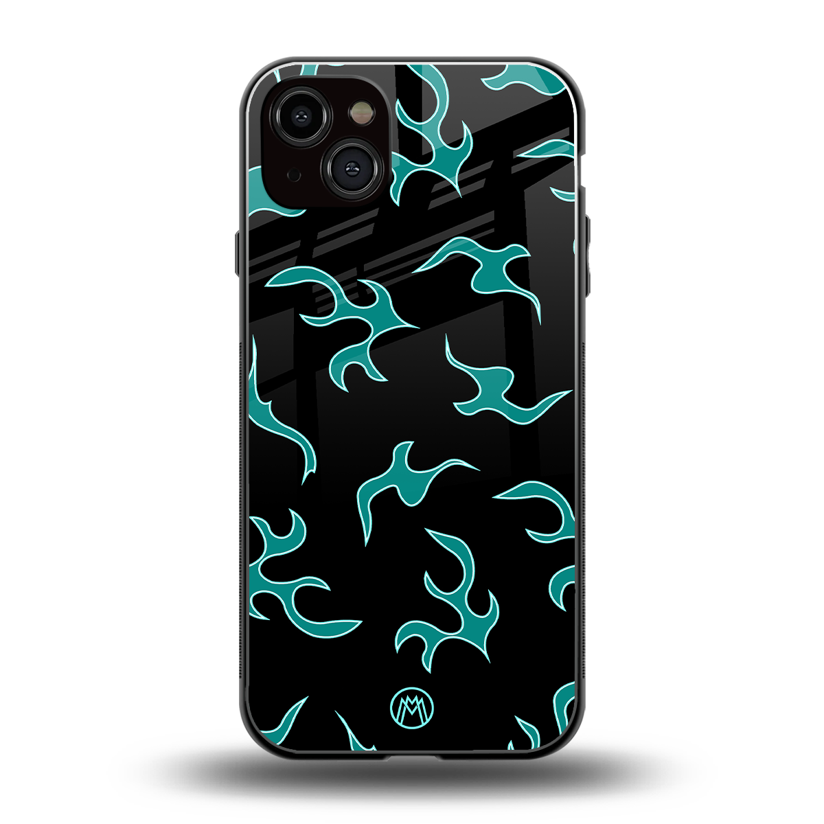 lil blue flames back phone cover | glass case for iphone 15 plus