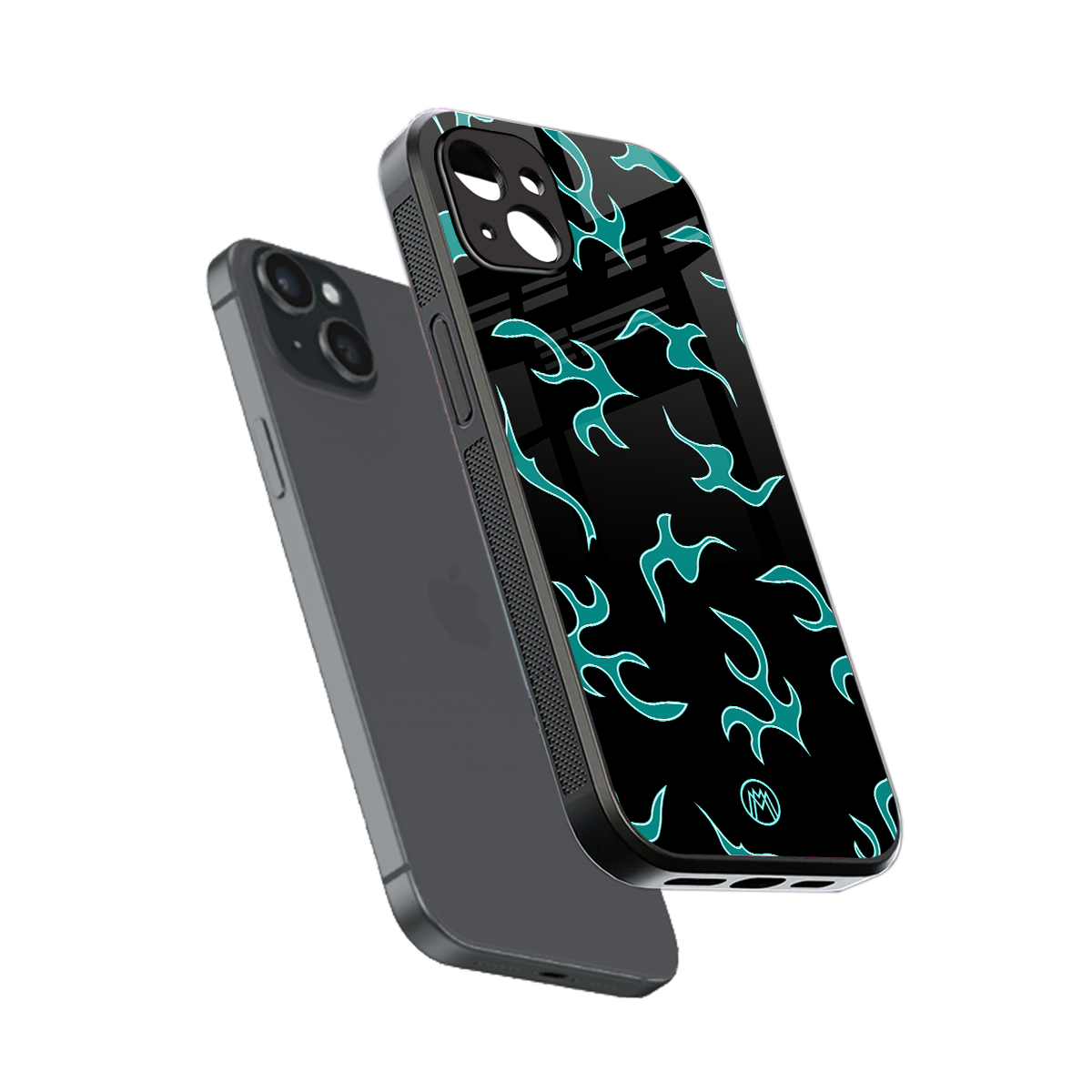 lil blue flames back phone cover | glass case for iphone 15 plus