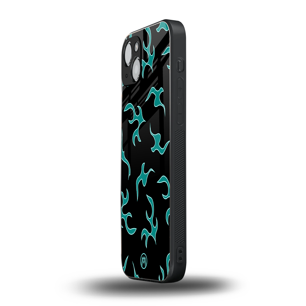 lil blue flames back phone cover | glass case for iphone 15 plus
