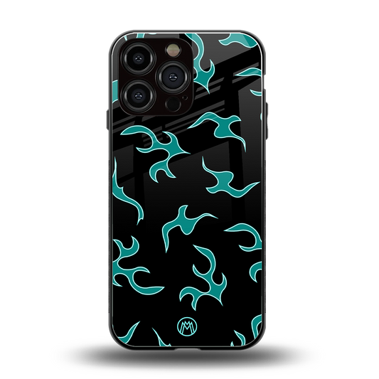 lil blue flames back phone cover | glass case for iphone 14 pro max