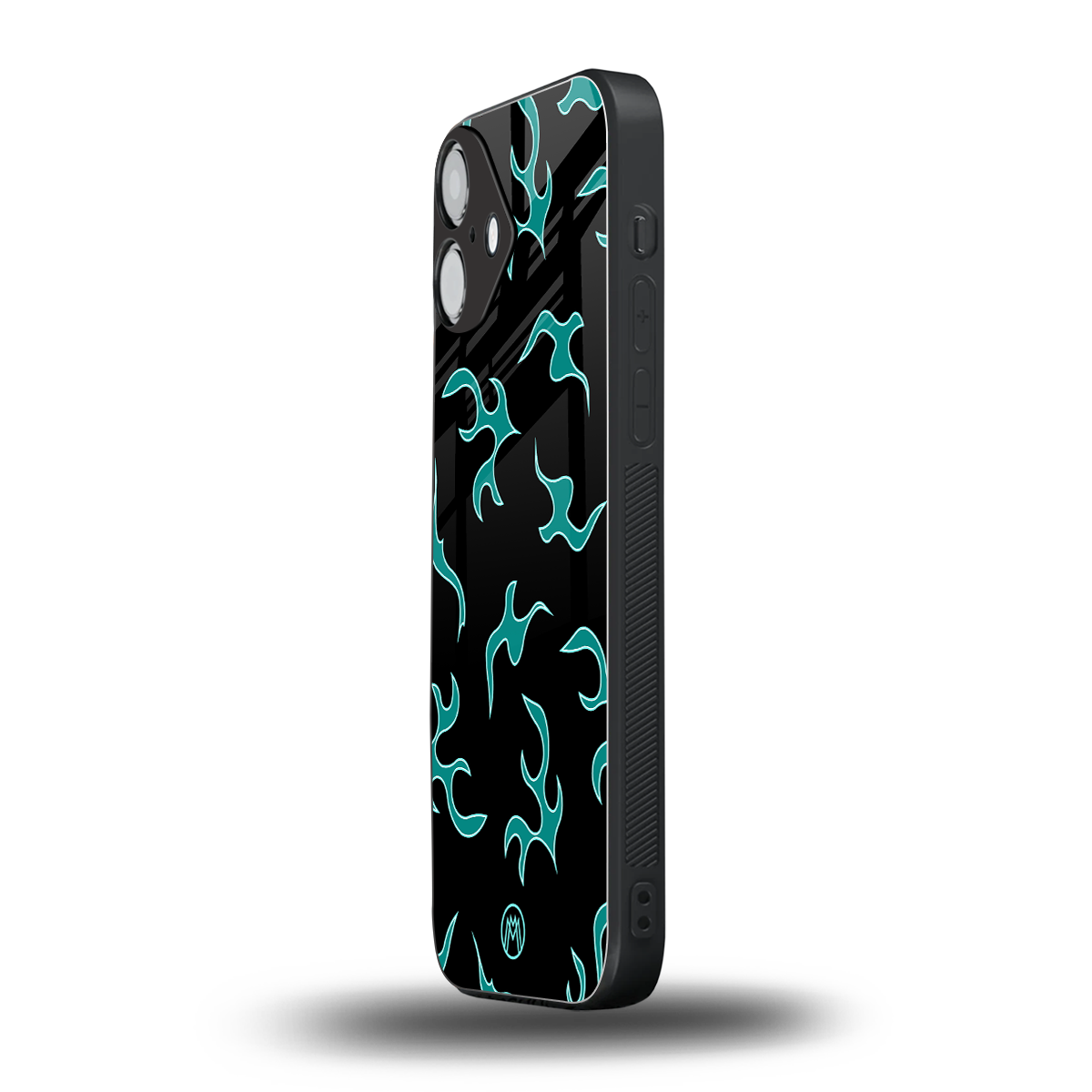 lil blue flames back phone cover | glass case for iphone 16 plus