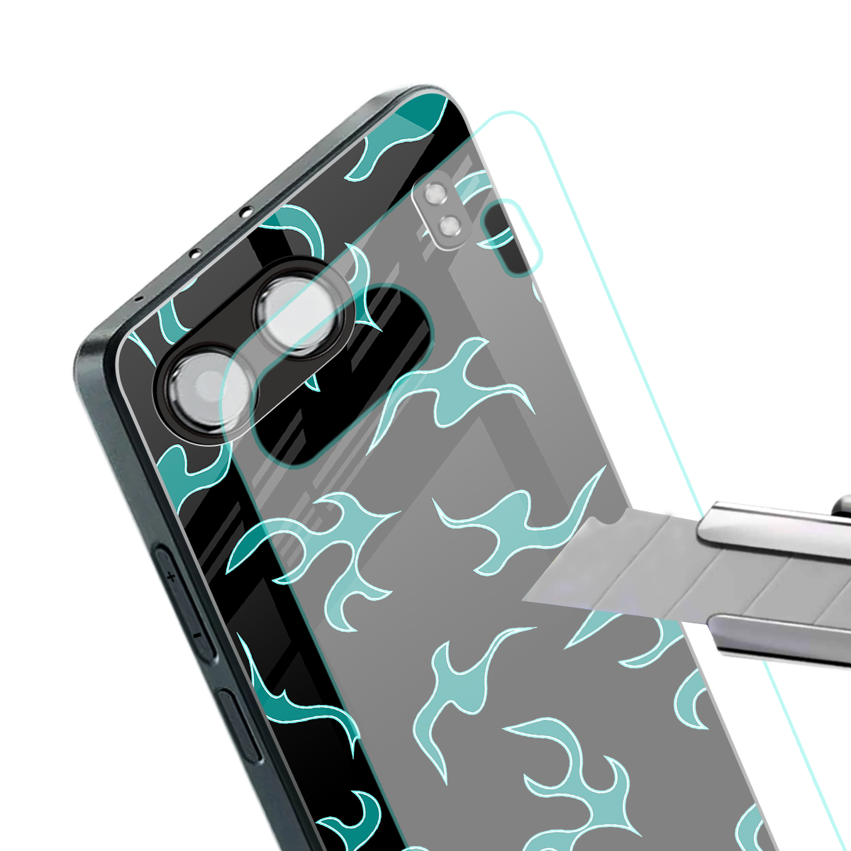 lil blue flames back phone cover | glass case for oneplus nord 4