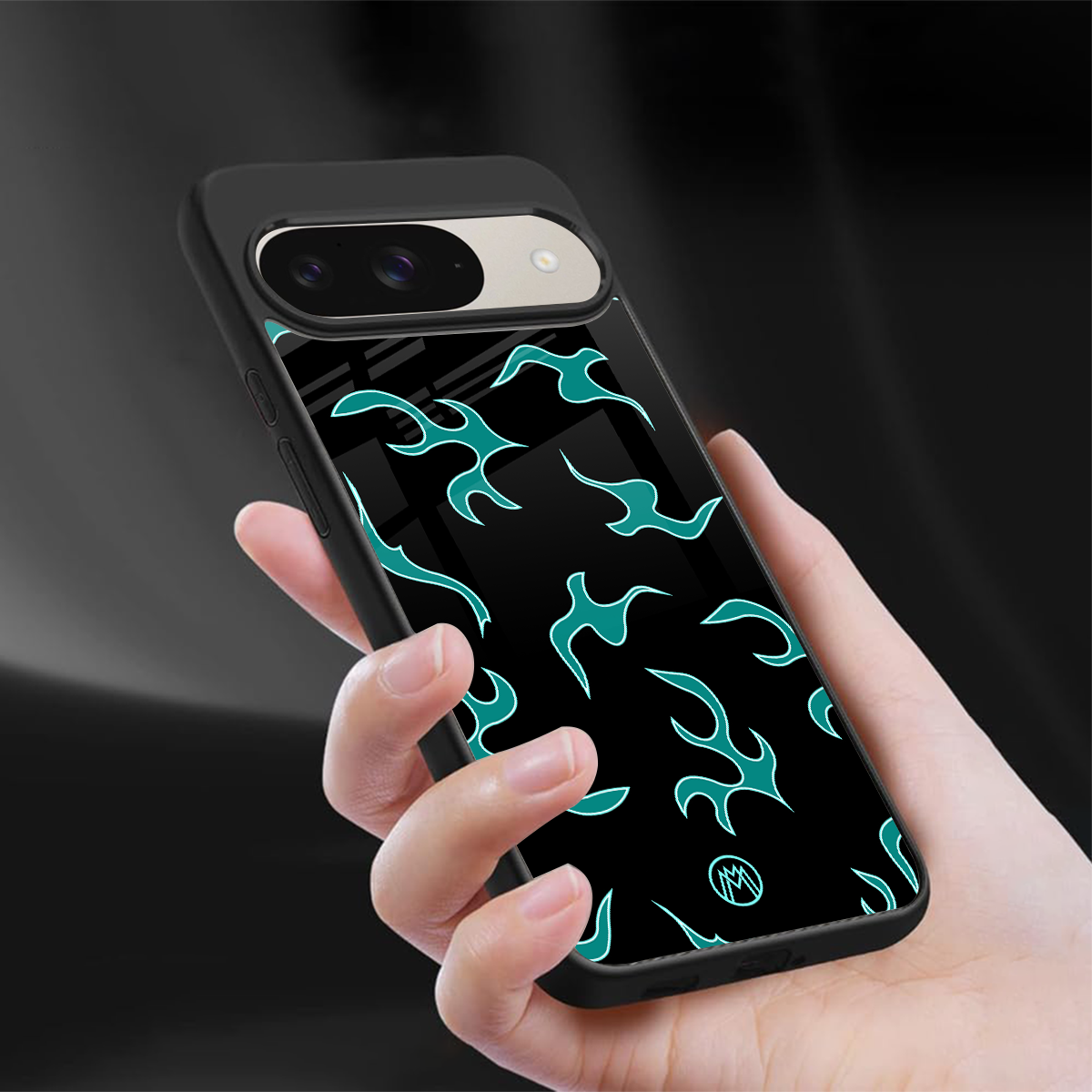 lil blue flames back phone cover | glass case for google pixel 9