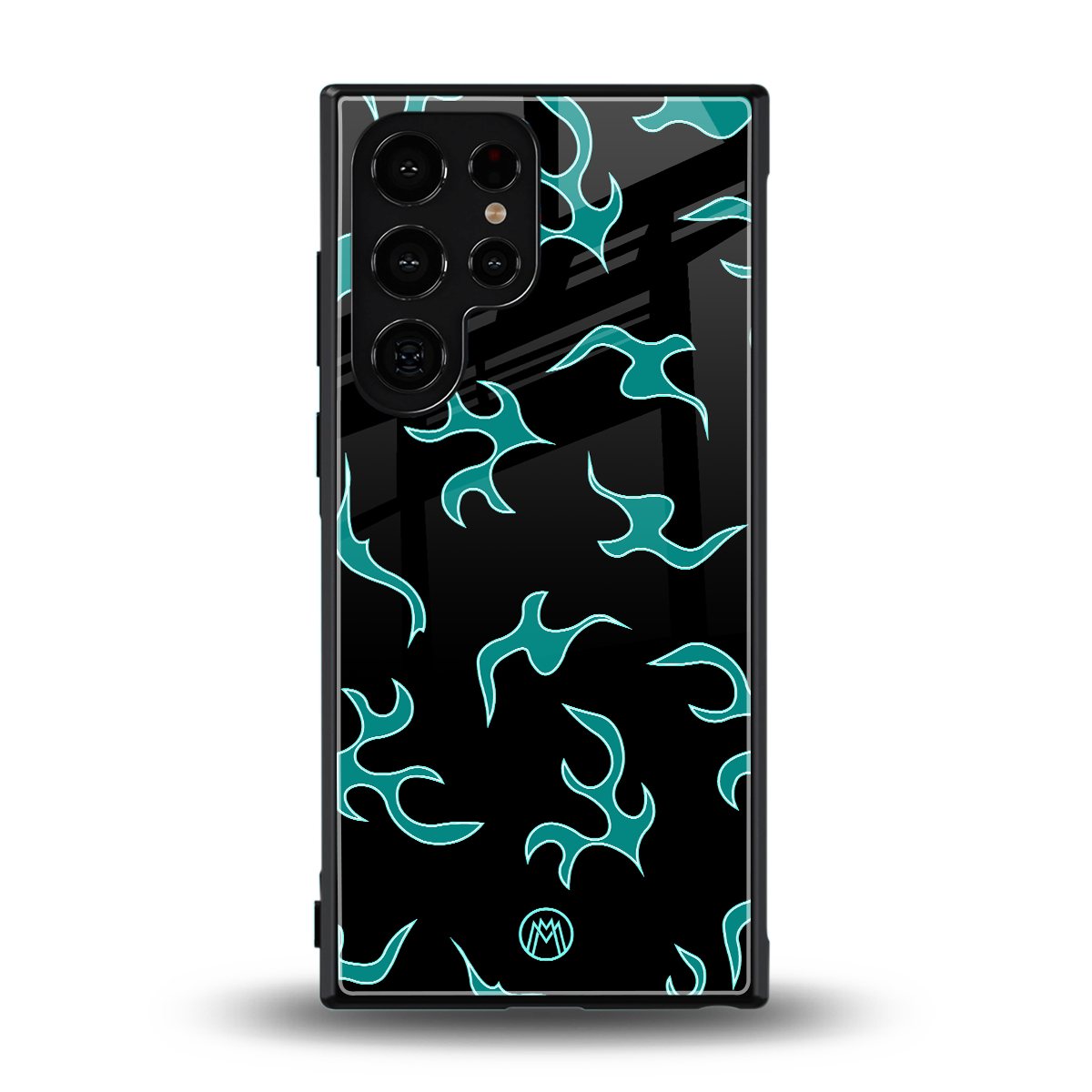 lil blue flames back phone cover | glass case for samsung galaxy s24 ultra