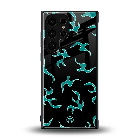 lil blue flames back phone cover | glass case for samsung galaxy s24 ultra
