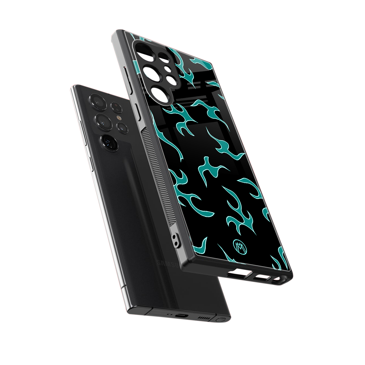 lil blue flames back phone cover | glass case for samsung galaxy s24 ultra