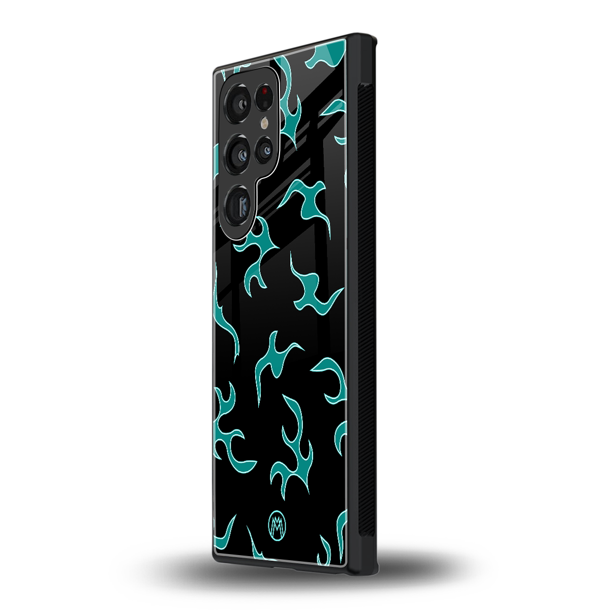 lil blue flames back phone cover | glass case for samsung galaxy s24 ultra