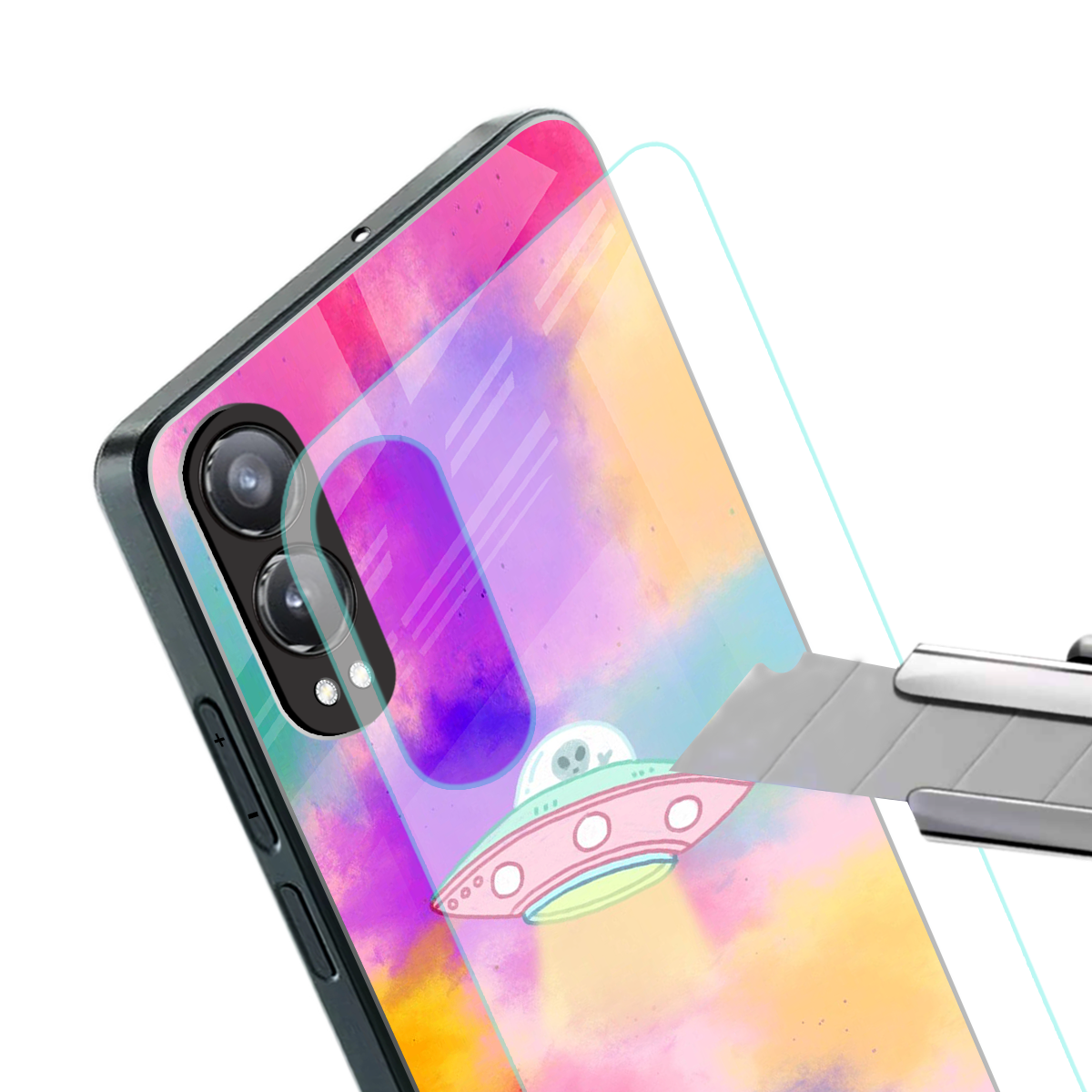 lil colourful alien back phone cover | glass case for oneplus nord ce 4 lite