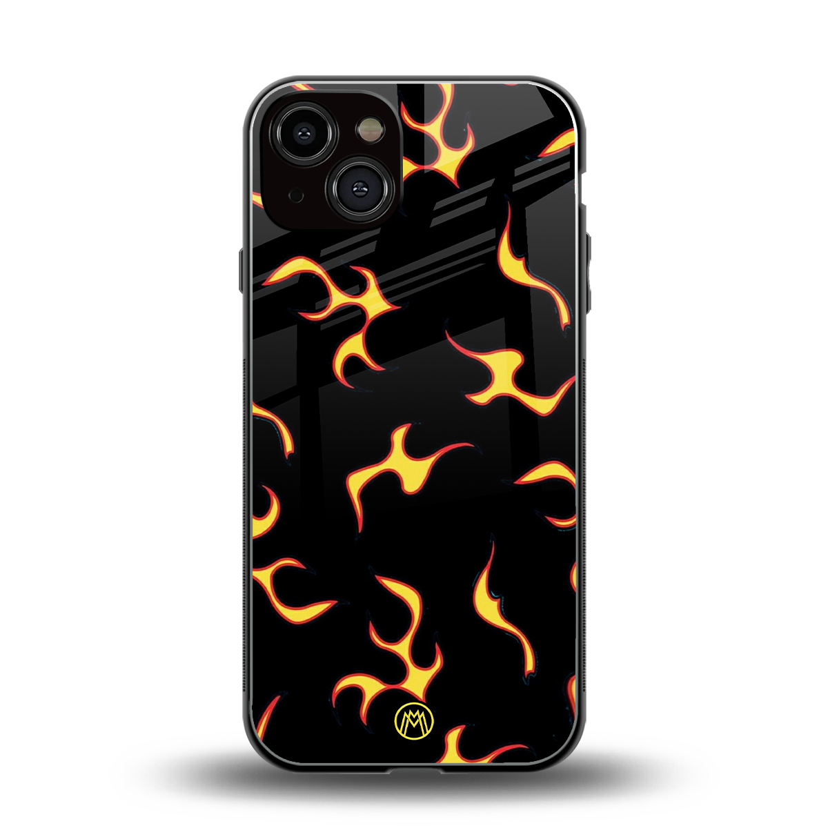 lil flames on black back phone cover | glass case for iphone 13
