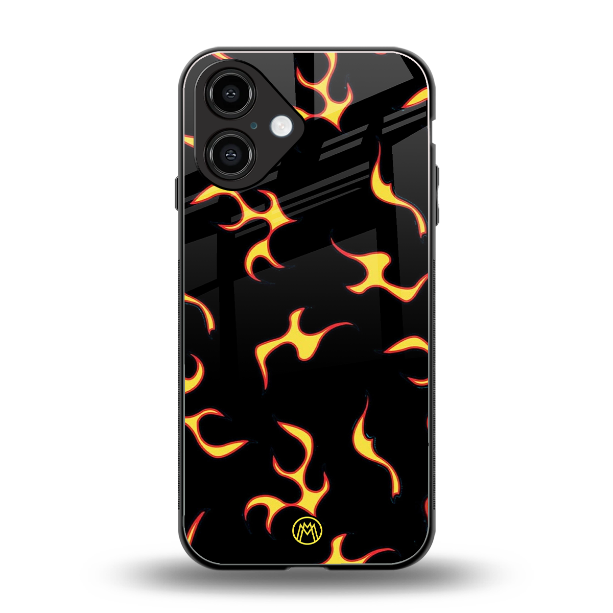 lil flames on black back phone cover | glass case for iphone 16