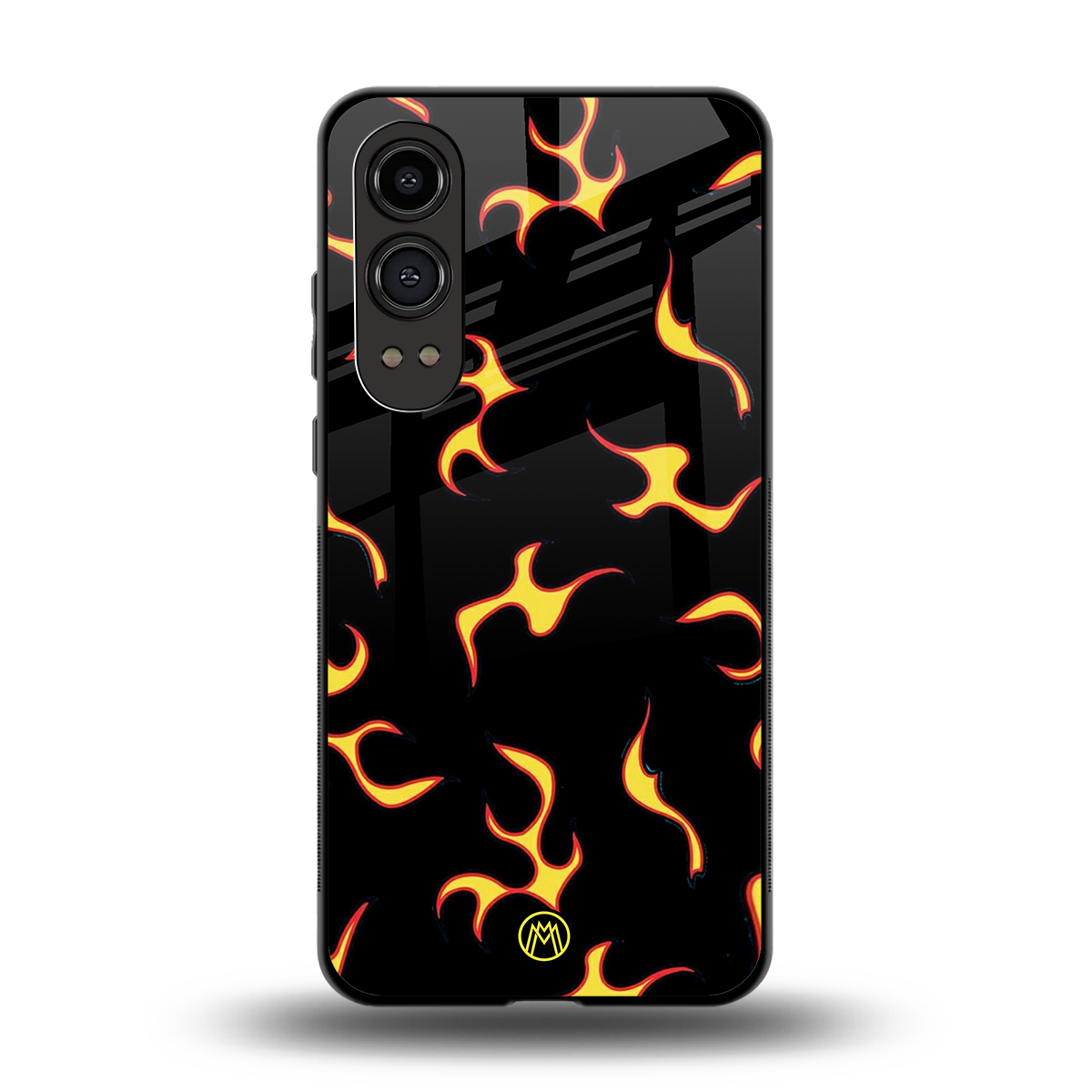 lil flames on black back phone cover | glass case for oneplus nord ce 4 lite