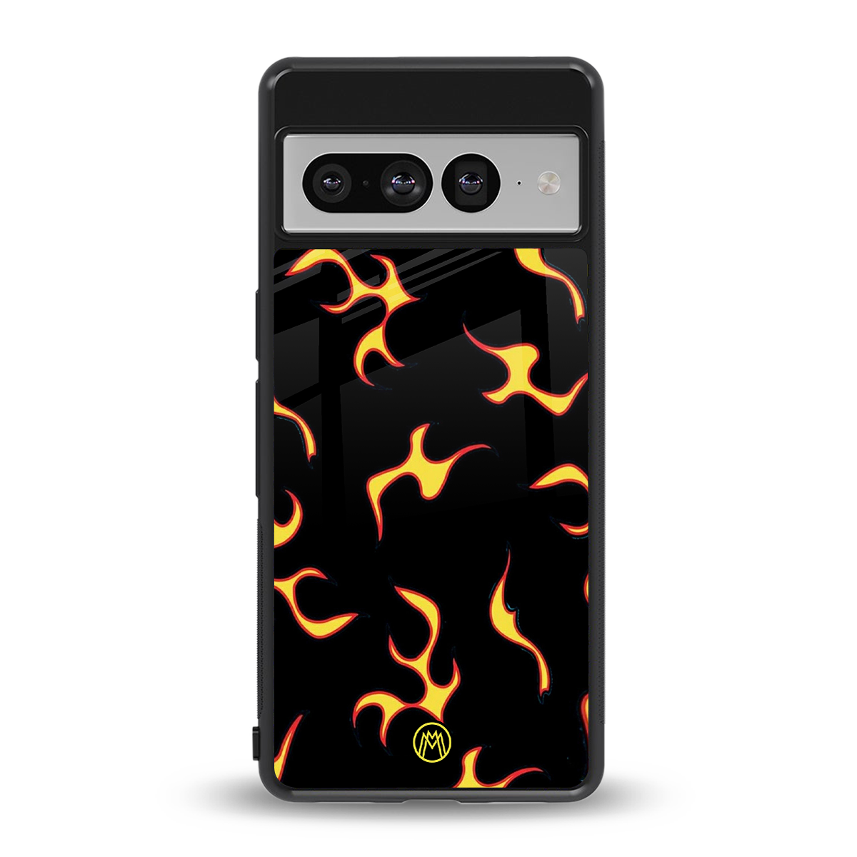 lil flames on black back phone cover | glass case for google pixel 7 pro