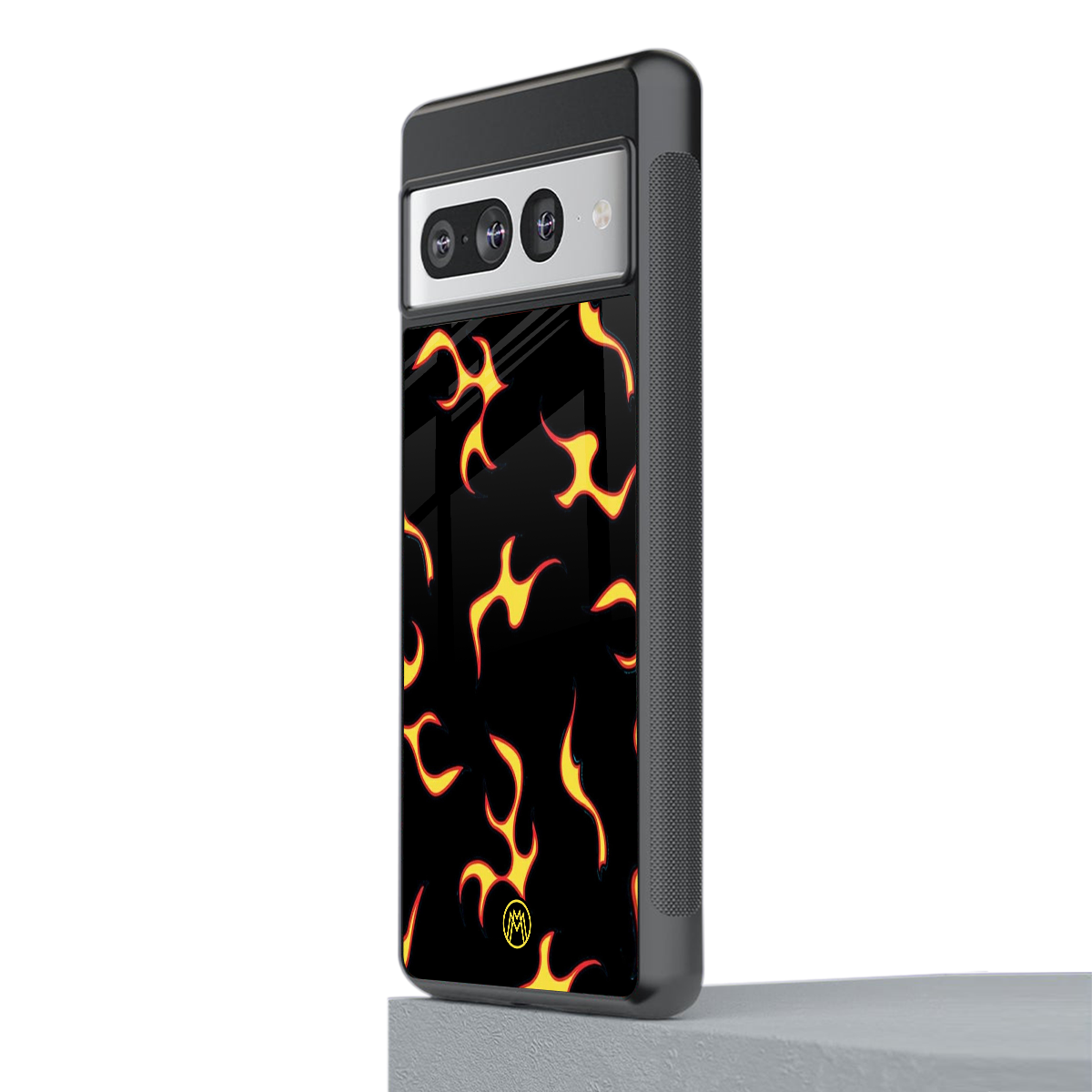 lil flames on black back phone cover | glass case for google pixel 7 pro