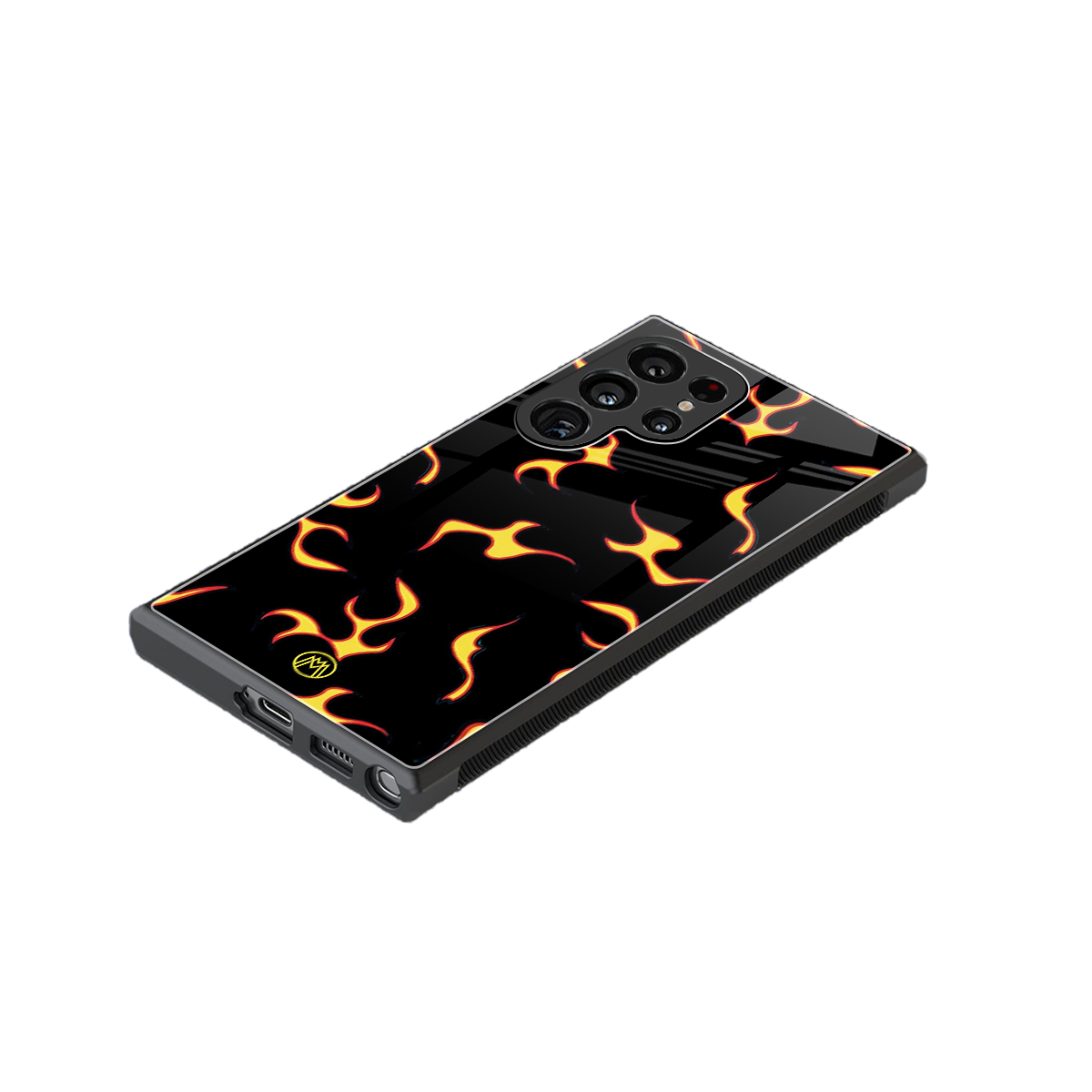 lil flames on black back phone cover | glass case for samsung galaxy s24 ultra