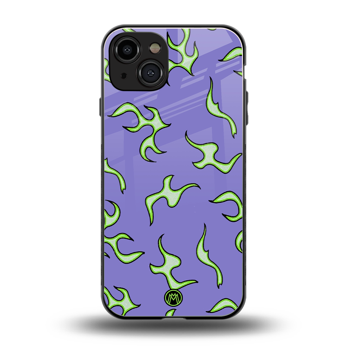 lil flames on purple back phone cover | glass case for iphone 15