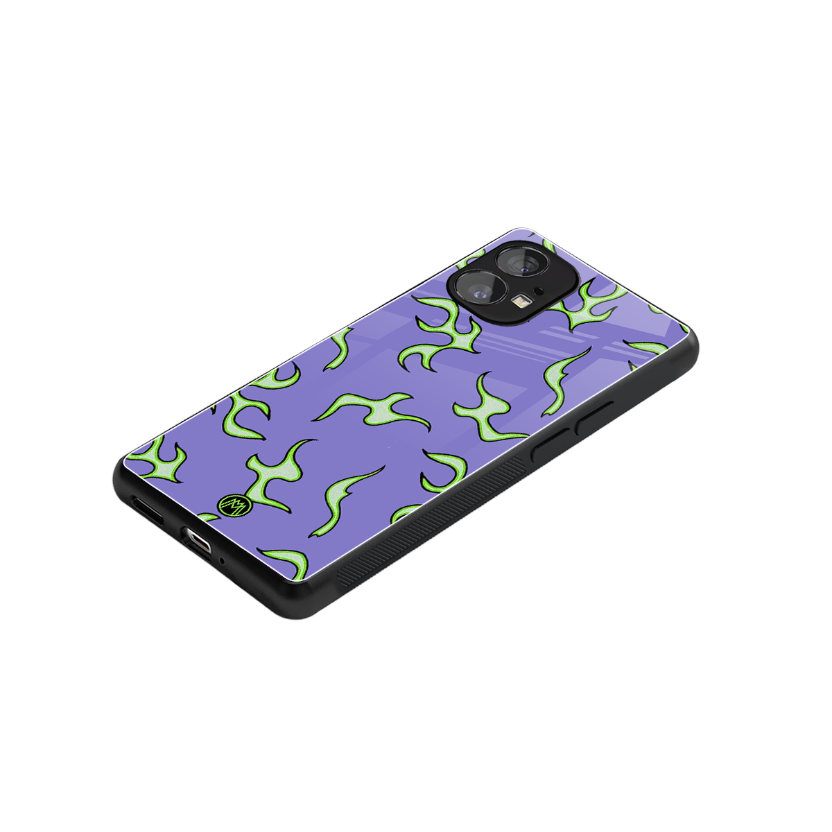 lil flames on purple back phone cover | glass case for nothing phone 1