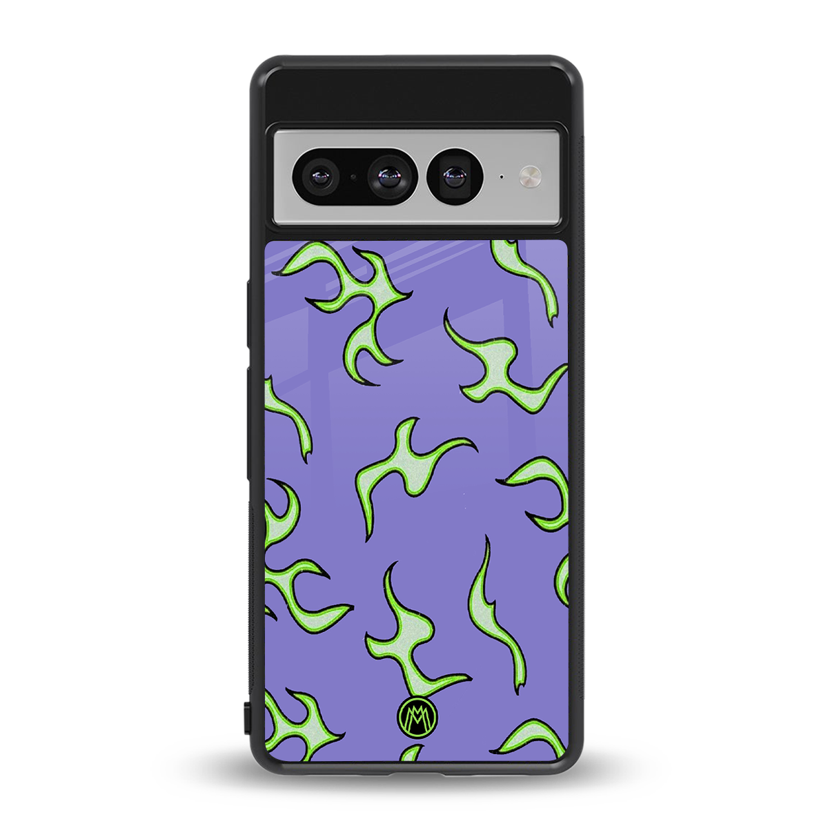 lil flames on purple back phone cover | glass case for google pixel 7 pro