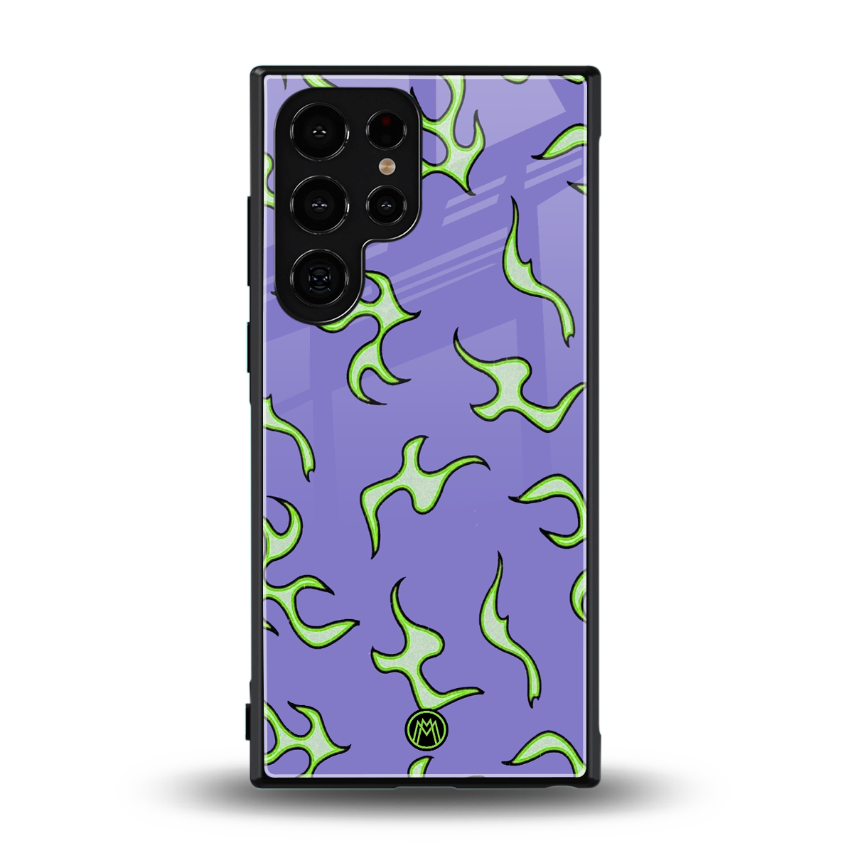 lil flames on purple back phone cover | glass case for samsung galaxy s24 ultra