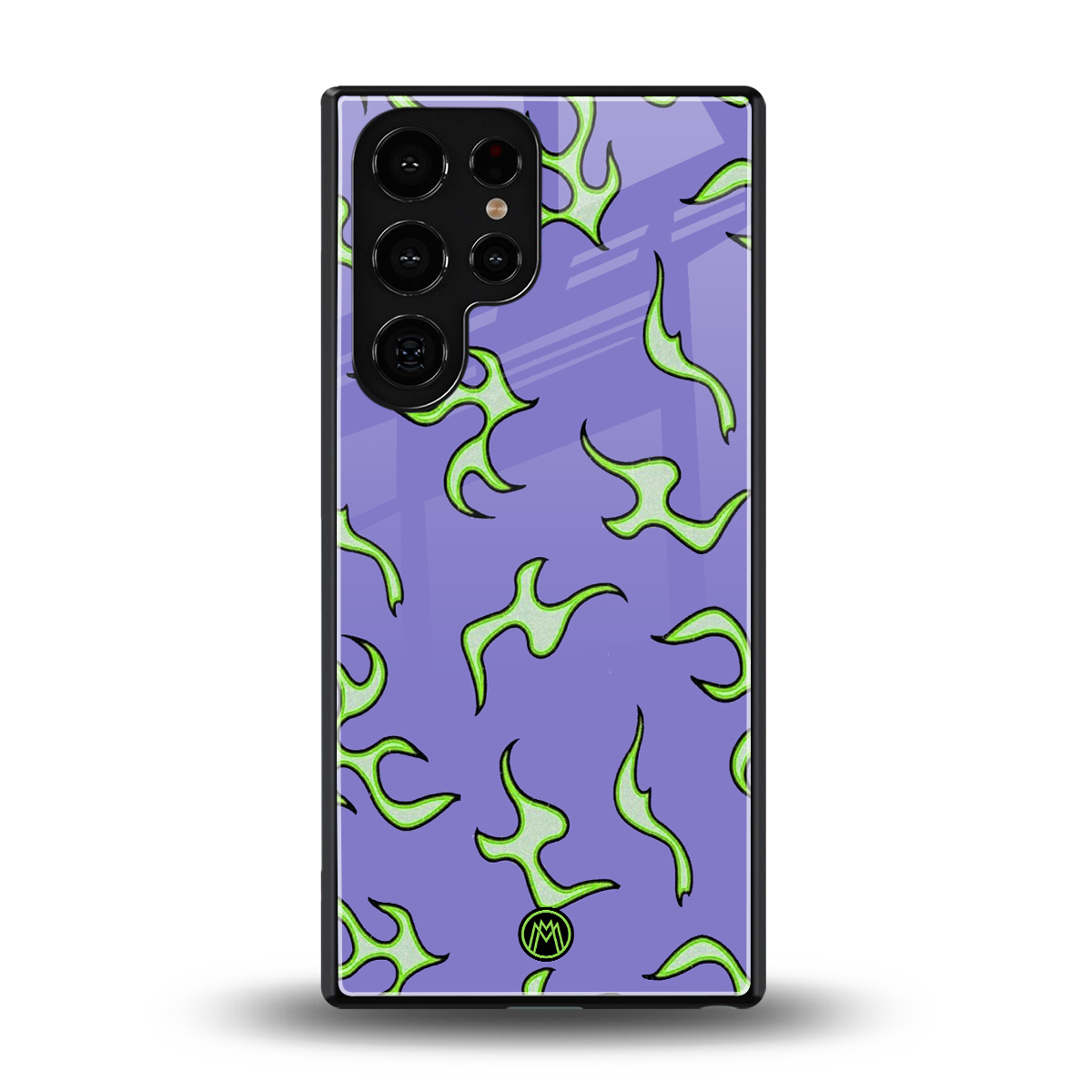 lil flames on purple back phone cover | glass case for samsung galaxy s25 ultra